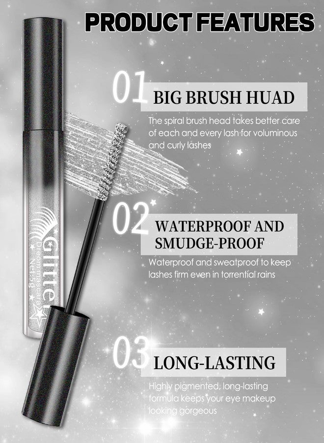 Lestpola Gold Glitter Mascara, Sparkle Diamond Waterproof Colored Mascara, Multi-Use Shimmer Define Curling Eyelashes, Long Lasting Volumizing Lengthening Máscara Eye Makeup for Women Party Festival-06 - Image 4